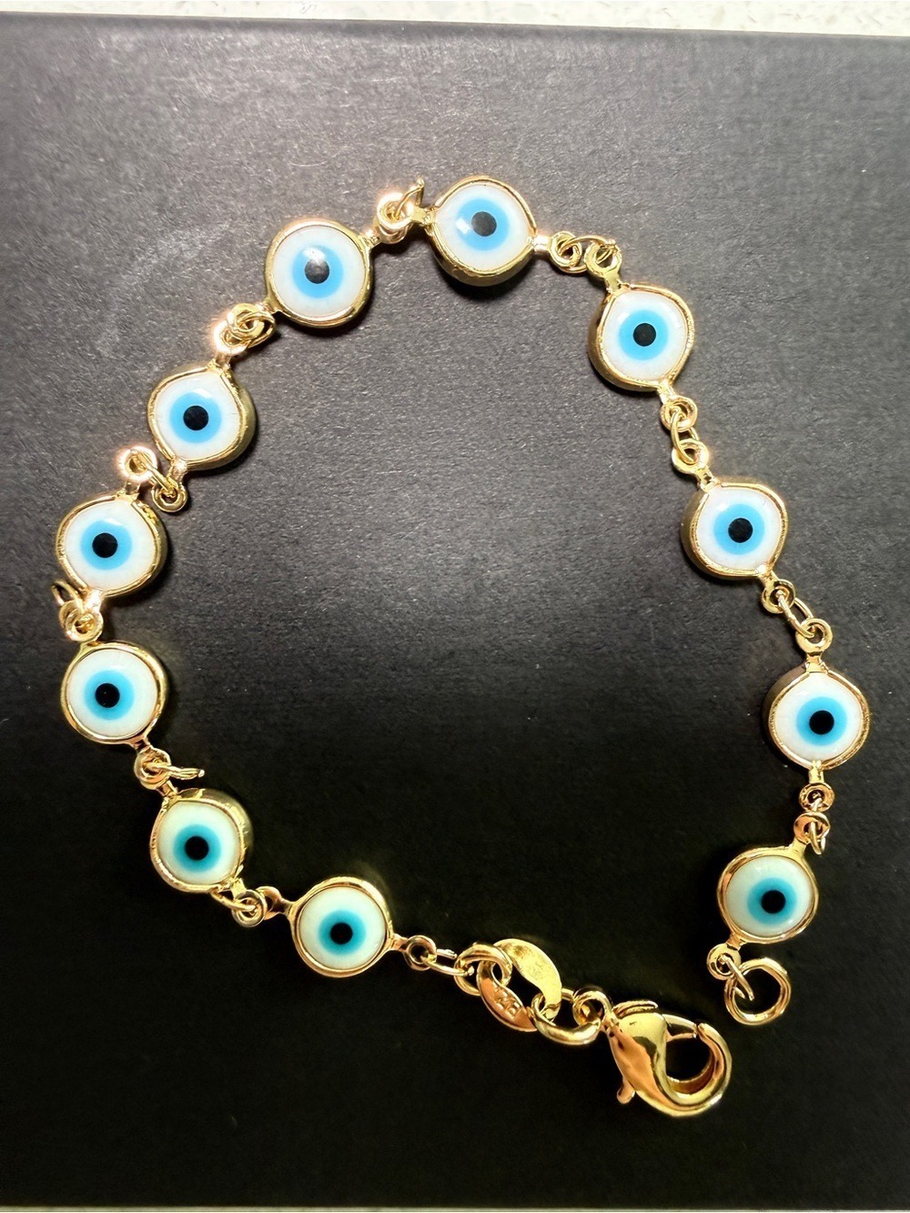 18k Gold Filled Evil Eye Bracelet 7 Inch